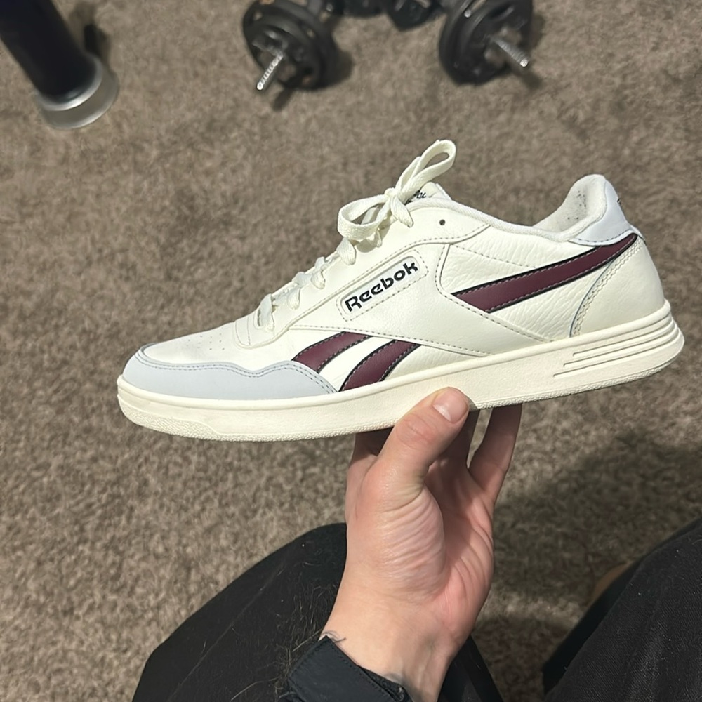 Maroon & White Reebok sneakers